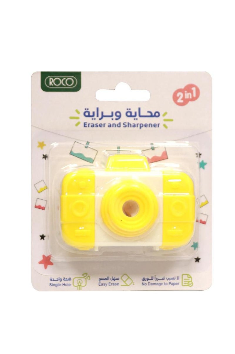ROCO Rubber Eraser Camera Design with Single Hole Sharpener