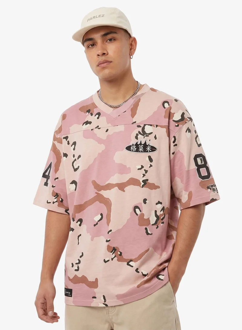 Grimey Concreat Jungle All Over Print V Neck Oversized T-Shirt
