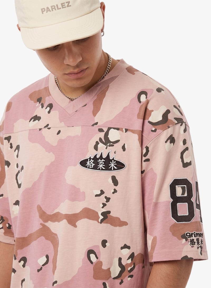Grimey Concreat Jungle All Over Print V Neck Oversized T-Shirt - Image 3