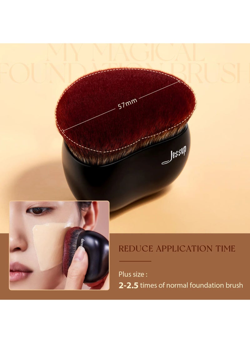 Jessup Jessup Foundation Brush Makeup Brushes 1 Pcs Flat Foundation Contour Face Powder Blush Liquid Cream Matte Black SF001  - Image 2