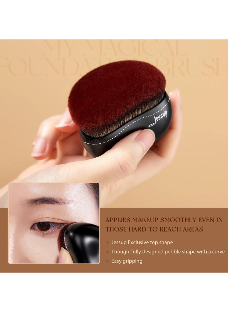 Jessup Jessup Foundation Brush Makeup Brushes 1 Pcs Flat Foundation Contour Face Powder Blush Liquid Cream Matte Black SF001  - Image 5