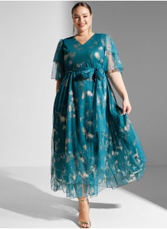 Plus size flouncy sleeve aline dress