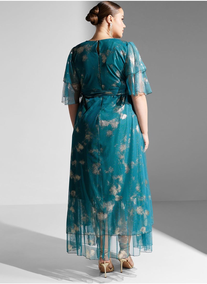 Khizana - Plus size flouncy sleeve aline dress - Image 1