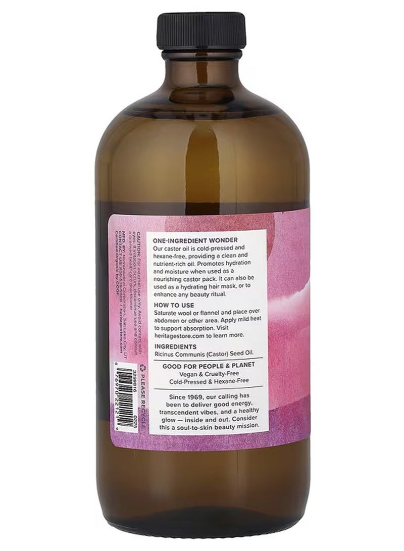 Heritage Store Organic Cold Pressed Castor Oil Hair and Eyebrow Growth Skin Moisturizer - 16oz 473ml - Image 2