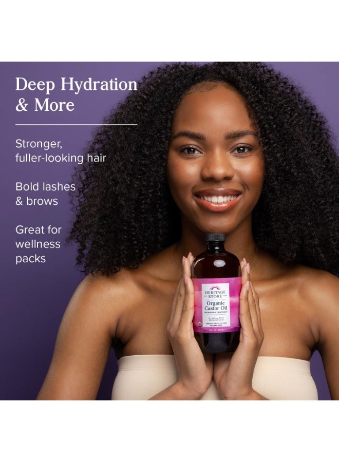 Heritage Store Organic Cold Pressed Castor Oil Hair and Eyebrow Growth Skin Moisturizer - 16oz 473ml - Image 5