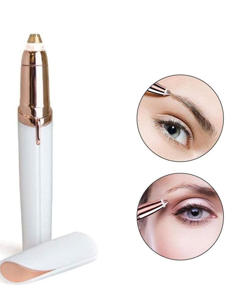 Eyebrow Hair Remover Trimmer, Instant and Painless - White/Rose Gold - Image 1