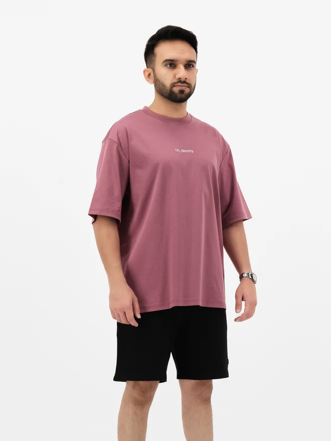 Unidentity Men Purple Graphic Oversized T-Shirt