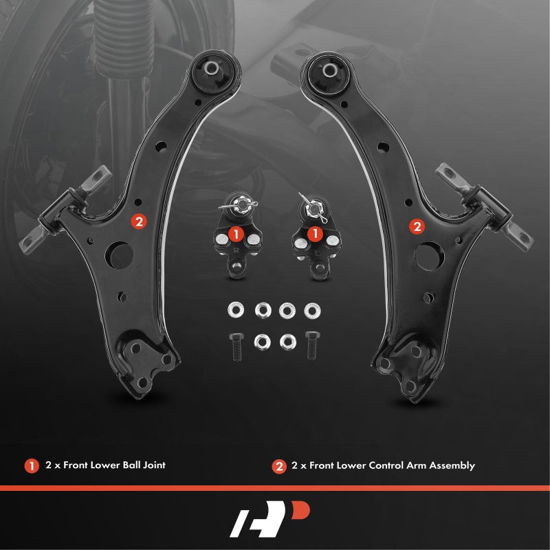 مجموعة A-Premium من 4 قطع، ذراع التحكم السفلي الأمامي، مفصل كروي سفلي، متوافق مع تويوتا كامري 02-06، هايلاندر 04-07، سولارا 2004-2008، لكزس ES300 02-03، ES330 و RX330 04-06، RX350 07-09، RX400h 06-08 - Image 2