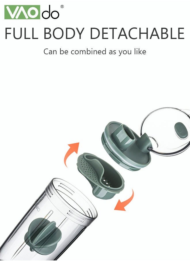 VAOdo Sports Water Cup Milkshake Protein Powder Mixing Cup Thickened Cup Wall With Handbag Water Cup Gray 400ml  - Image 3