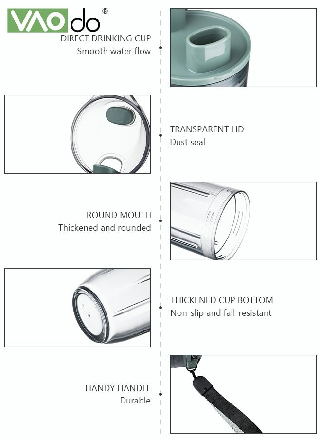 VAOdo Sports Water Cup Milkshake Protein Powder Mixing Cup Thickened Cup Wall With Handbag Water Cup Gray 400ml  - Image 2