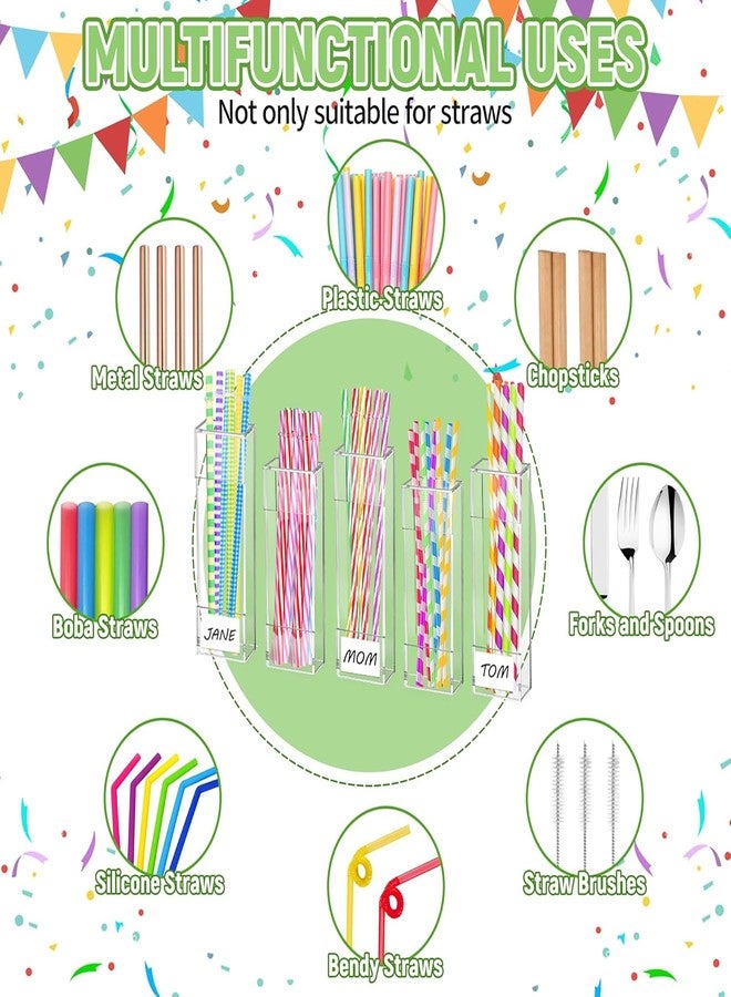 Vynium 2 Size Acrylic Straw Holder for Cabinet Door, 6.50” 5.0” Reusable Straw Organizer Storage Dispenser with Double Sided Adhesive Tape for Cabinet Kitchen Counter Cupboard Refrigerator(Transparent) - Image 5