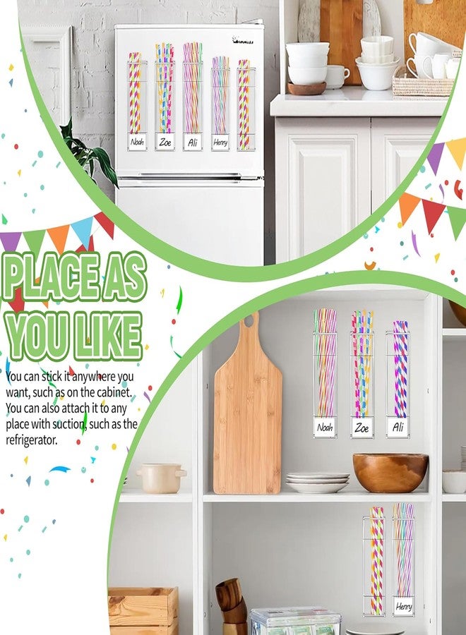 Vynium 2 Size Acrylic Straw Holder for Cabinet Door, 6.50” 5.0” Reusable Straw Organizer Storage Dispenser with Double Sided Adhesive Tape for Cabinet Kitchen Counter Cupboard Refrigerator(Transparent) - Image 4