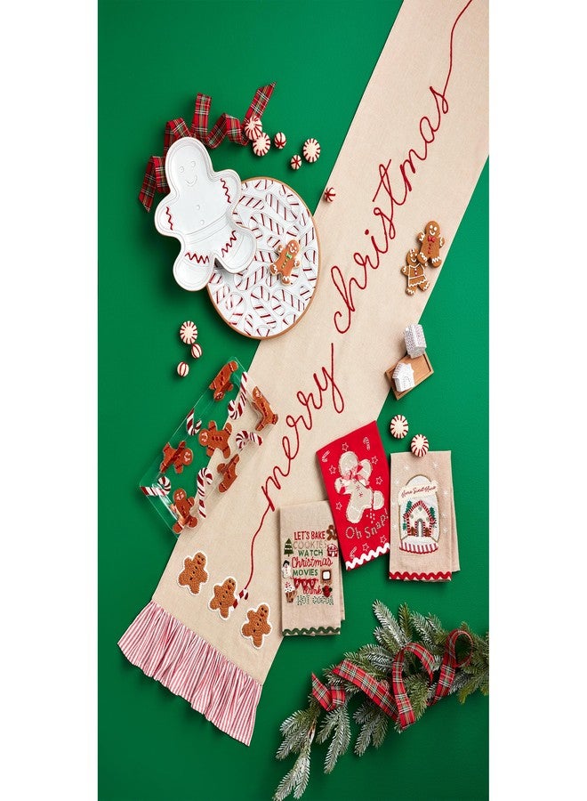 Mud Pie Gingerbread Nested Platter; gingerbread 12 1/2" x 10 1/2" | candy cane 13" dia - Image 2