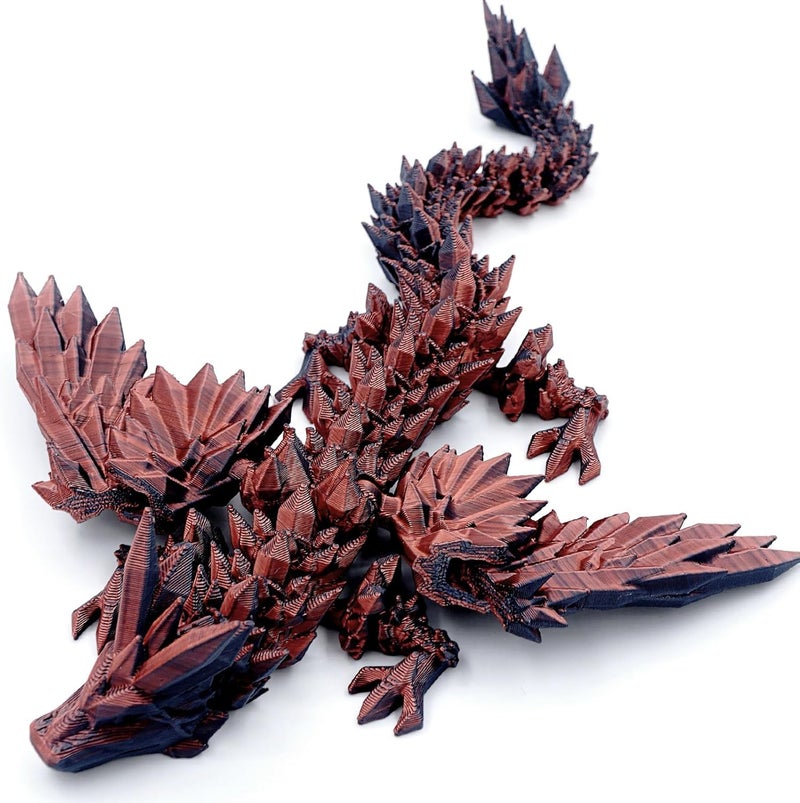 Dxldfks 3D Printed Dragon with Wings, 3D Dragon 9" Articulated Winged Dragon for Home Office Decor Executive Desk Toys, Black Red - Image 1