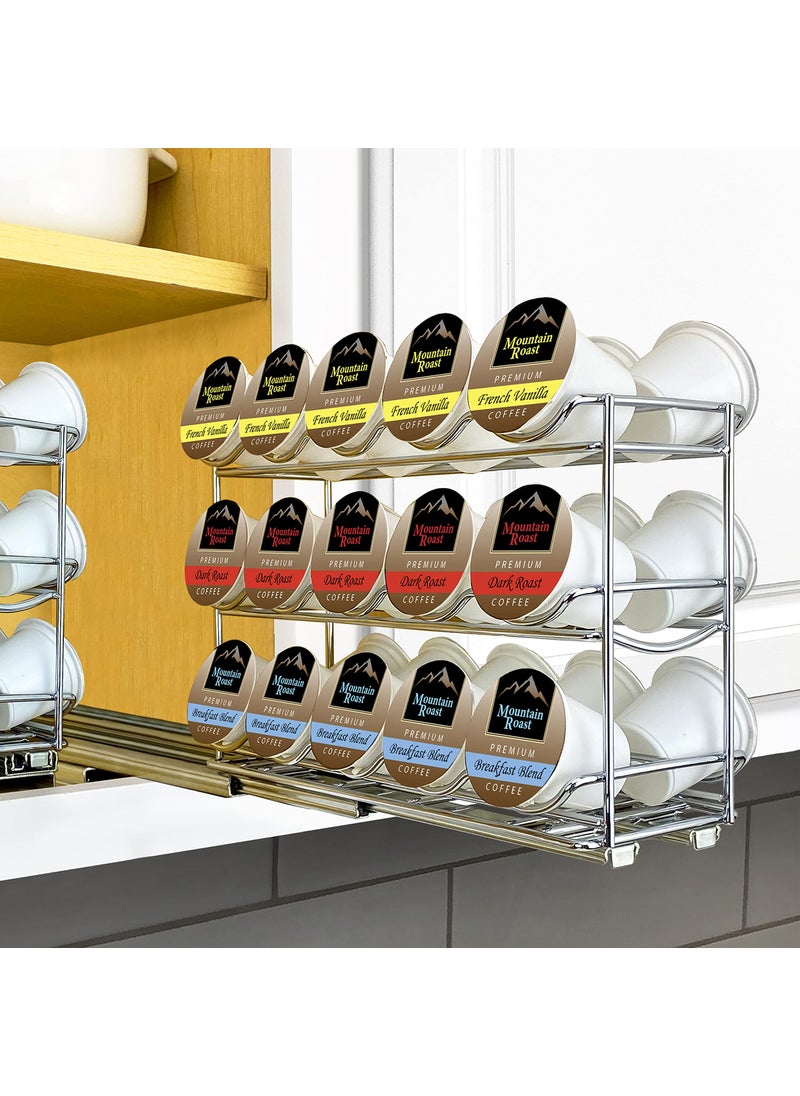 LYNK PROFESSIONAL Lynk Professional Slide Out Coffee Pod Holder Organizer Upper Kitchen Cabinet and Coffee Bar Pull Out Rack Compatible with Keurig KCup  Lifetime Limited Warranty  Chrome 