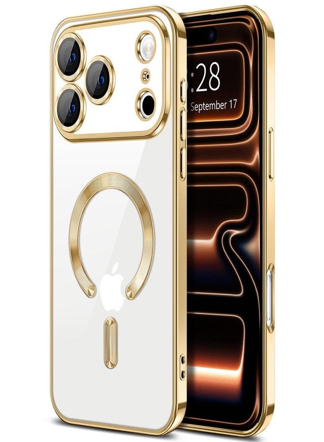 Hython Magnetic Clear for iPhone 17 Pro Case with Camera Lens Protector [Compatible with MagSafe] Luxury Plating Edge Slim Soft TPU Cover Protective Phone Case for iPhone 17 Pro 6.3", Gold - Image 1