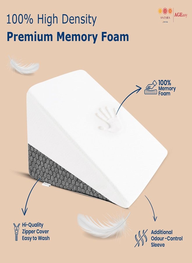 AGEasy Antara Wedge Pillow | 100% Memory Foam Orthopedic/Triangular Cushion for Back Support, Leg Elevation, Pregnancy, Acid Reflux, Snoring | Improves Comfort & Posture While Sitting/Working on Bed - Image 3