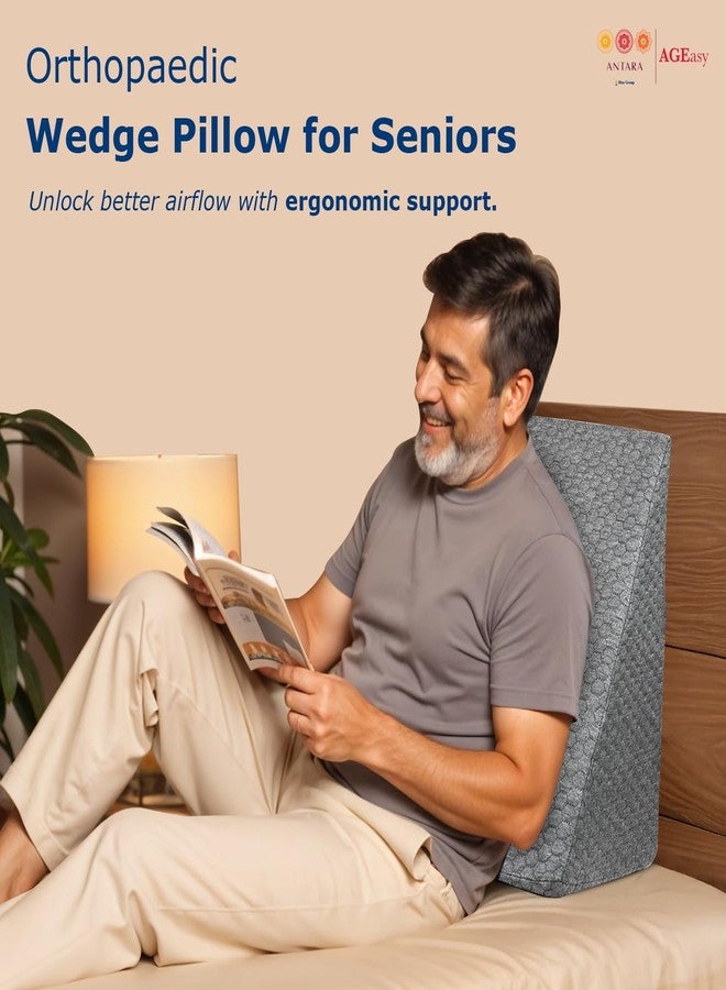 AGEasy Antara Wedge Pillow | 100% Memory Foam Orthopedic/Triangular Cushion for Back Support, Leg Elevation, Pregnancy, Acid Reflux, Snoring | Improves Comfort & Posture While Sitting/Working on Bed - Image 4