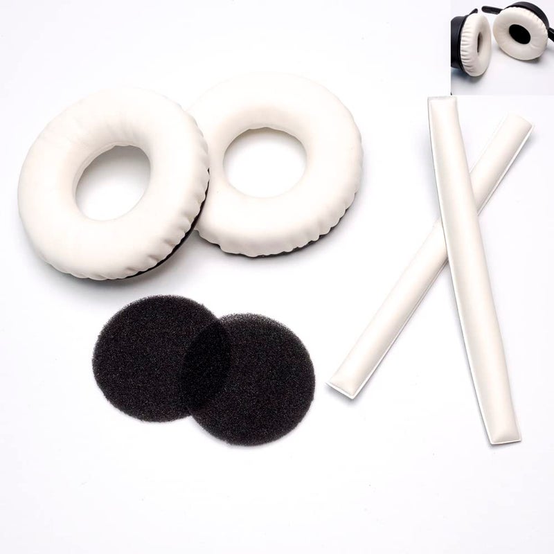 Voarmaks Rainbow Color Ear Pads Headband Cushion Kits Compatible with Sennheiser HD25 HD250BT HD25ll HD25S Il HMD25 Headphone Foam Covers White Sets - Image 2