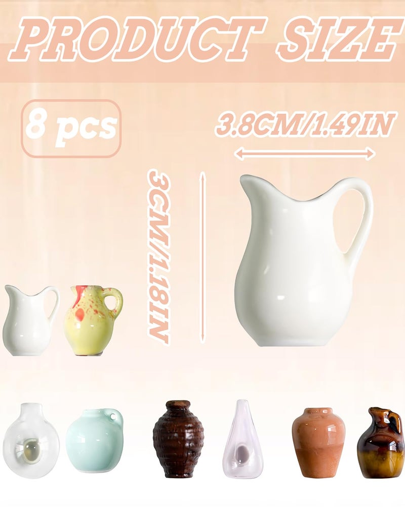 Vihaanta 8 Pcs Mini Vase Fridge Magnets, Mini Ceramic Vase Magnets, 3.8 x 3 Cm Decorative Fridge Magnets For Kitchen, Office, And Home Decor, Strong Magnetic Hold, Durable Ceramic Material,8 Pieces - Image 2