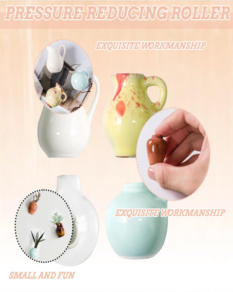 Vihaanta 8 Pcs Mini Vase Fridge Magnets, Mini Ceramic Vase Magnets, 3.8 x 3 Cm Decorative Fridge Magnets For Kitchen, Office, And Home Decor, Strong Magnetic Hold, Durable Ceramic Material,8 Pieces - Image 3