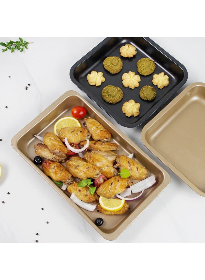 Practical Non-stick Coated 11 Inch Rectangular Baking Pan Grilled Chicken Wings Biscuit Cake High Body 7 Inch Carbon Steel Bread Pan-Specifications:11 Inch Rectangular Baking Tray (black) - Image 2