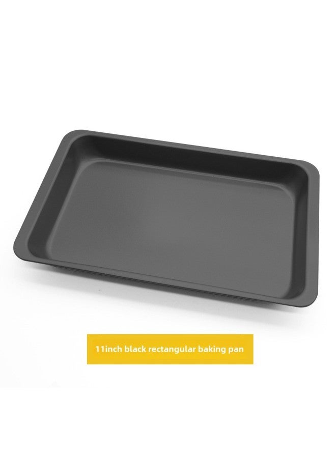 Practical Non-stick Coated 11 Inch Rectangular Baking Pan Grilled Chicken Wings Biscuit Cake High Body 7 Inch Carbon Steel Bread Pan-Specifications:11 Inch Rectangular Baking Tray (black) - Image 1