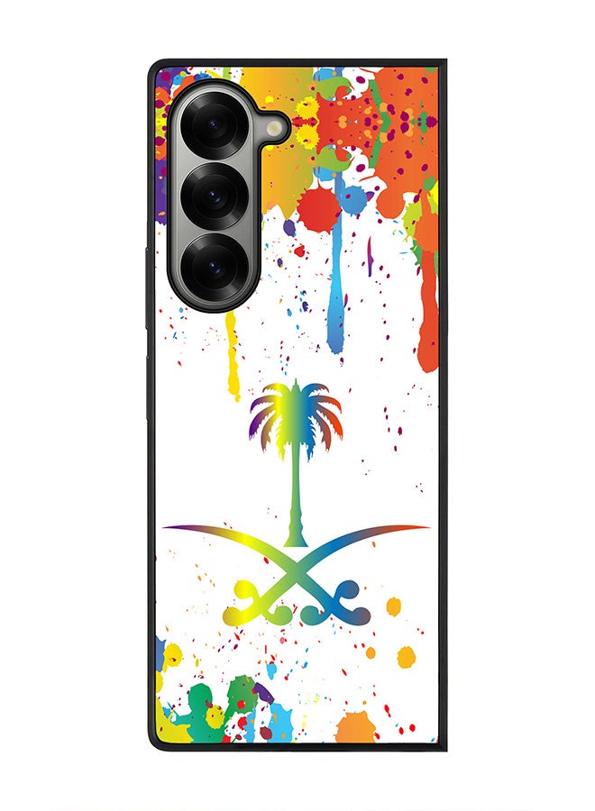 Stylizedd حافظة سوداء متينة لهاتف سامسونج جالكسي زد فولد 6، حافظة مرنة رقيقة من مطاط TPU مع حواف مضادة للسقوط - ملون سعودي - Image 1