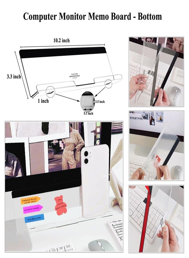 LRZCGB Monitor Memo Board,3 Pieces Computer Monitor Message Board Acrylic Monitor Sticky Note Holder Suitable for Home Office Desktop (2 Sides+Bottom) - Image 3
