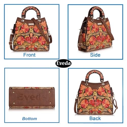 EVEDA Synthetic Leather Gorgeous Embrodeiry Stylish Design Hobo Women Handbag (Brown) - Image 2