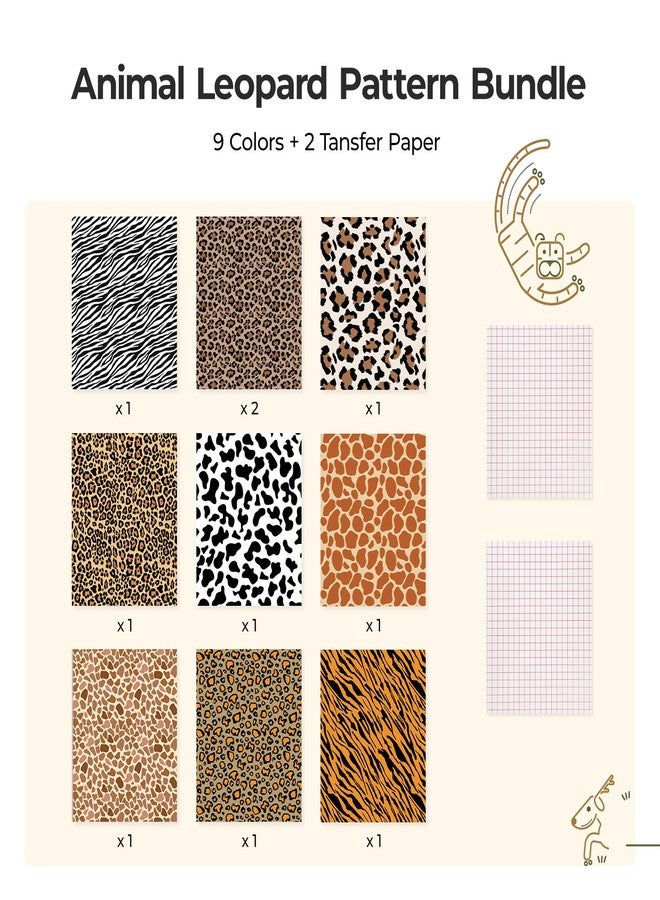 HTVRONT Leopard Permanent Vinyl - 10 Pack 12"X10" Animal Pattern Permanent Vinyl Sheets & 2 Transfer Paper,Cheetah Cow Print Adhesive Sheets for All Crafting Projects - Image 2