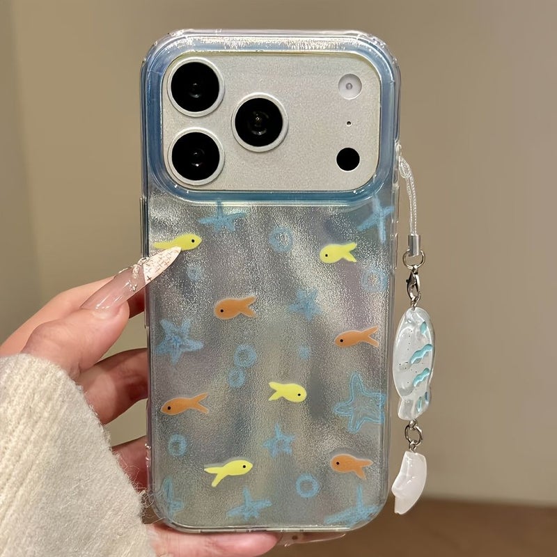 Gradient Blue Ocean Fish Phone Case For iPhone 14 Pro Max Trendy Design Durable Gift - Image 2