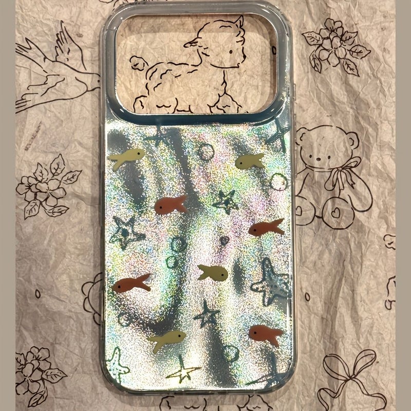 Gradient Blue Ocean Fish Phone Case For iPhone 14 Pro Max Trendy Design Durable Gift - Image 4