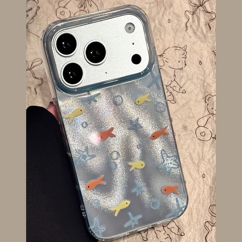 Gradient Blue Ocean Fish Phone Case For iPhone 14 Pro Max Trendy Design Durable Gift - Image 5