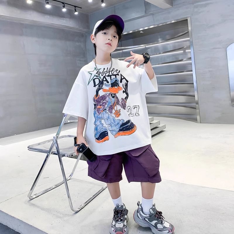 Boys' Pure Cotton T-Shirt 2026 New Summer Print For Older Children, Boys' Short-Sleeve Top, Thin And Trendy - Image 5