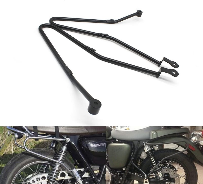 REWOLFNUS Motorcycle Saddlebags Support Bars for Triumph Bonneville T100/SE T100/Thruxton 900 (Black) - Image 1