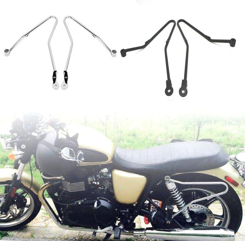REWOLFNUS Motorcycle Saddlebags Support Bars for Triumph Bonneville T100/SE T100/Thruxton 900 (Black) - Image 3