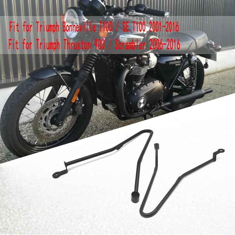 REWOLFNUS Motorcycle Saddlebags Support Bars for Triumph Bonneville T100/SE T100/Thruxton 900 (Black) - Image 2
