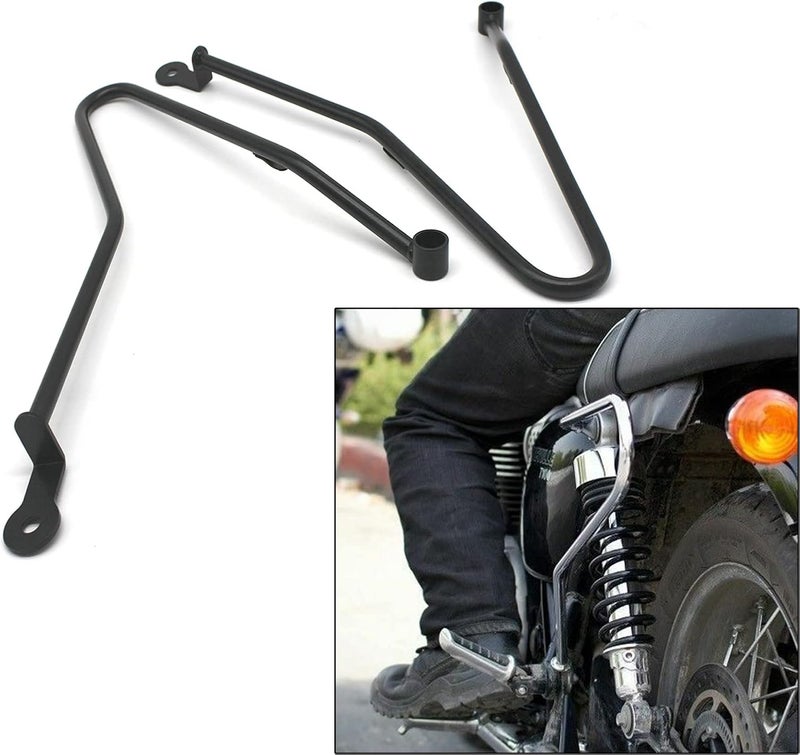 REWOLFNUS Motorcycle Saddlebags Support Bars for Triumph Bonneville T100/SE T100/Thruxton 900 (Black) - Image 4