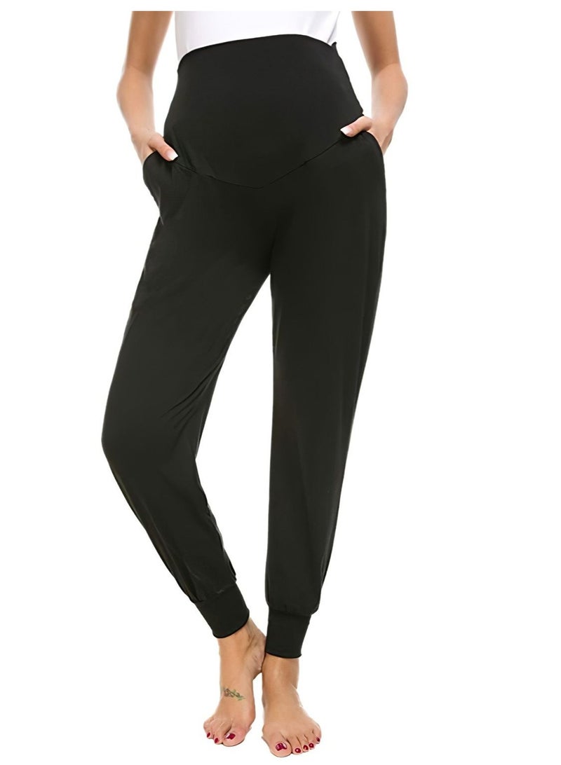 Women's Maternity Pants Over Belly Lounge Pajamas Clothes Pregnancy Must Haves Joggers with Pockets  - Image 2