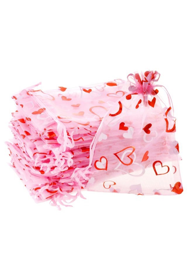 Bskifnn 50PCS Valentine Candy Bags Organza Bags 4 x 6Inch (50) - Image 1