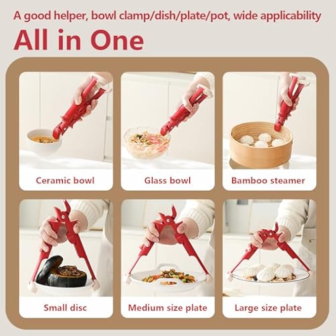 SWIUKPHE حامل مشابك 2 في 1 لفرن الطهي بالميكروويف متعدد الأغراض مضاد للحروق الساخنة، مشابك أطباق الأطباق، ملقط - Image 3