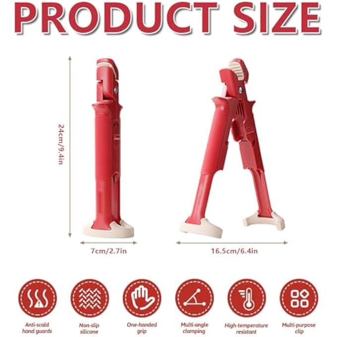 SWIUKPHE حامل مشابك 2 في 1 لفرن الطهي بالميكروويف متعدد الأغراض مضاد للحروق الساخنة، مشابك أطباق الأطباق، ملقط - Image 2