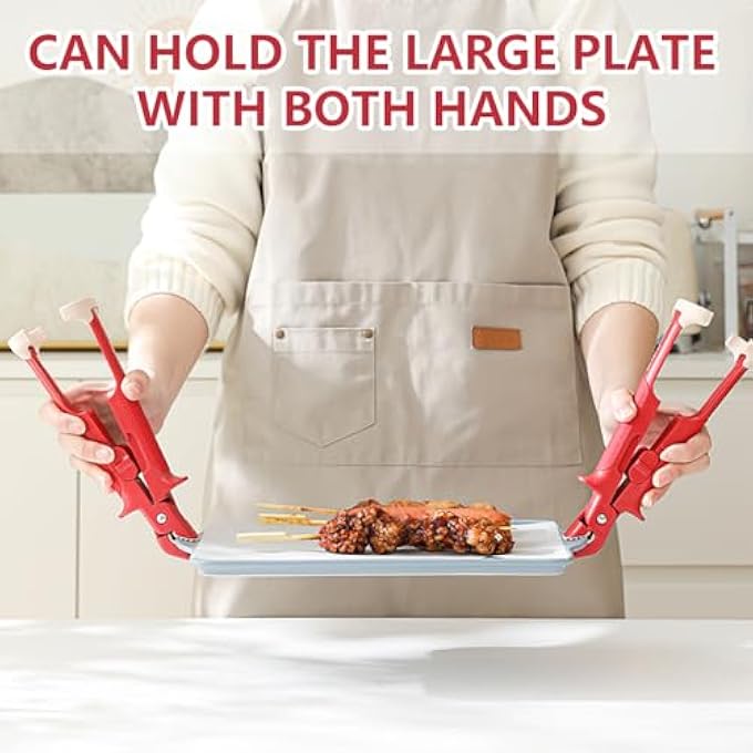 SWIUKPHE حامل مشابك 2 في 1 لفرن الطهي بالميكروويف متعدد الأغراض مضاد للحروق الساخنة، مشابك أطباق الأطباق، ملقط - Image 4