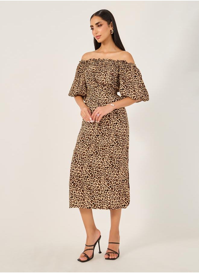 Styli Off-Shoulder Leopard Dress  - Image 3