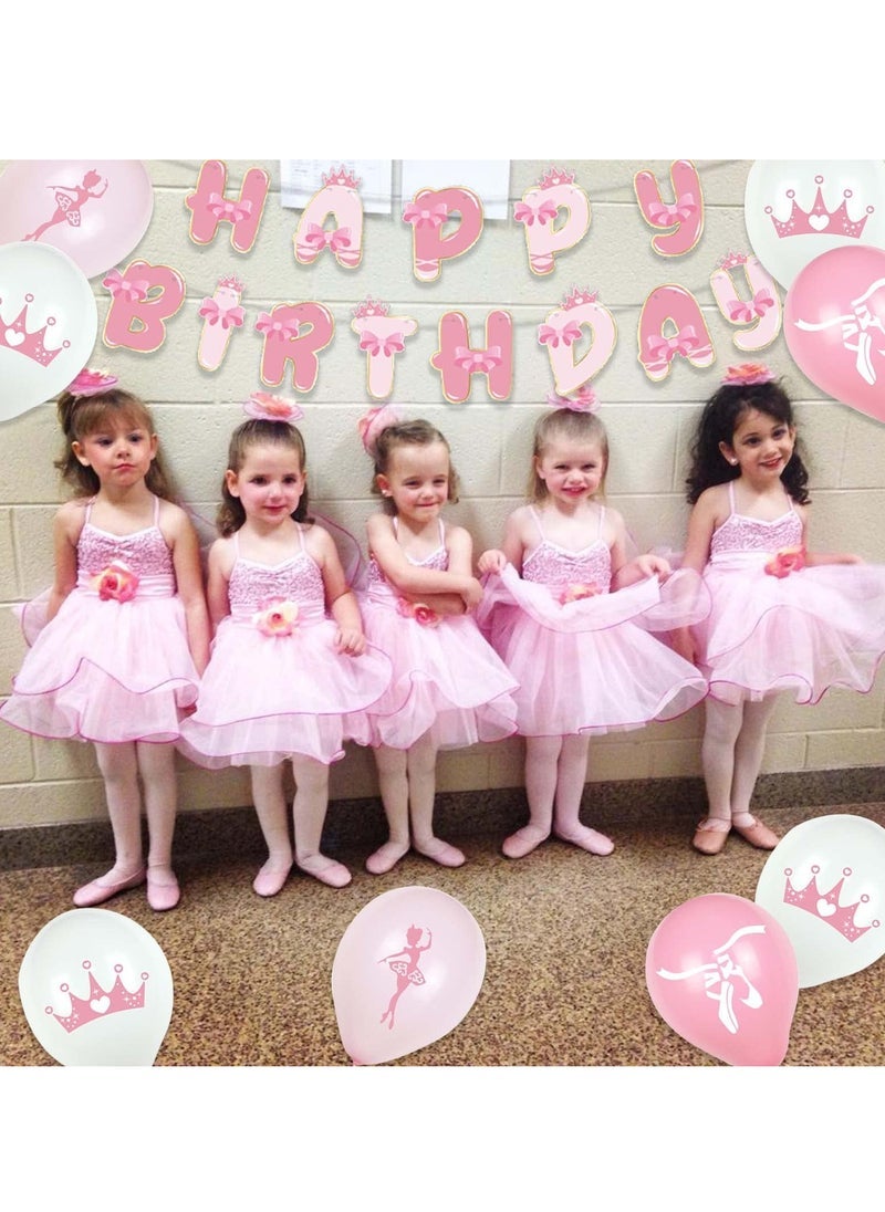 كاست ويف مجموعة زينة عيد ميلاد الباليه ، لوازم الحفلات الوردية ، لوازم حفلات الرقص الفتيات الرقص ، بالونات اللاتكس ، راقصة الباليه خلفية توتو لوازم حفلة عيد ميلاد - Image 3