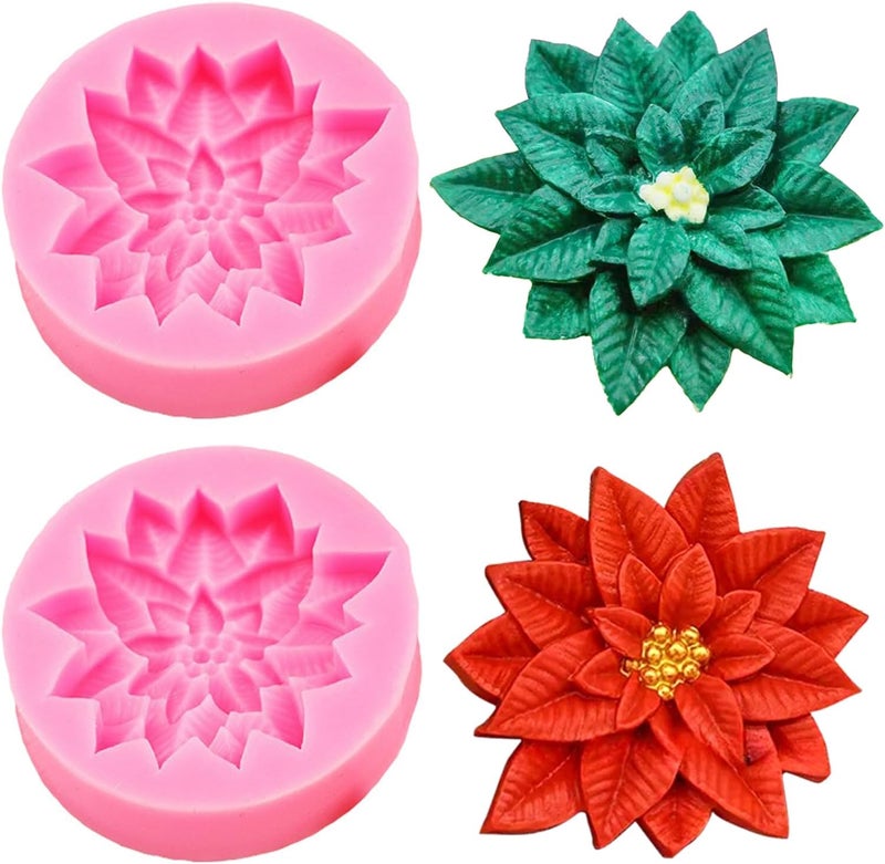 Wehous 2PCS Christmas Holly Leaf Silicone Molds, Christmas Chocolate Fondant Mold for Baking, Plant Leave Resin Candle Soap Mold, Cake Decorating Dessert Mold, DIY Resin Casting Clay Craft Accessories - Image 1