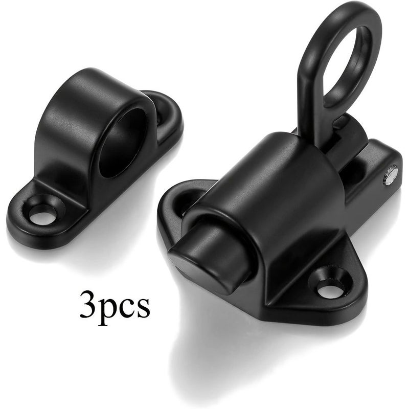 3 Pack Self Closing Black Spring Door Latch with Screws for Wood Doors - Image 1