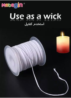 ميبيجين مجموعة صنع الشموع الخالية من الدخان، أدوات صنع الشموع DIY تتضمن 3 لفات من فتيل الشموع المضفر، 300 قطعة من علامات تبويب فتيل الشموع المعدنية وحامل واحد لأجهزة مركز فتيل الشموع، لا توجد بقايا ضارة  - Image 1