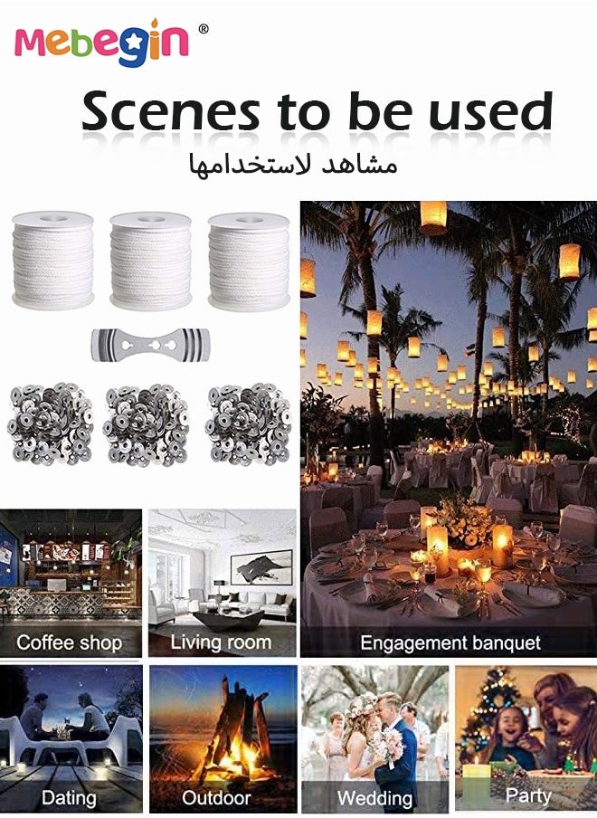 MEBEGIN Smokeless Candle Making Kit, Candles DIY Crafts Candle Making Kit Supplies Includes 3 Rolls Braided Candle Wick, 300 PCS Metal Candle Wick Tabs and 1 Candle Wick Centering Devices Holder, No Harmful Remains  - Image 2